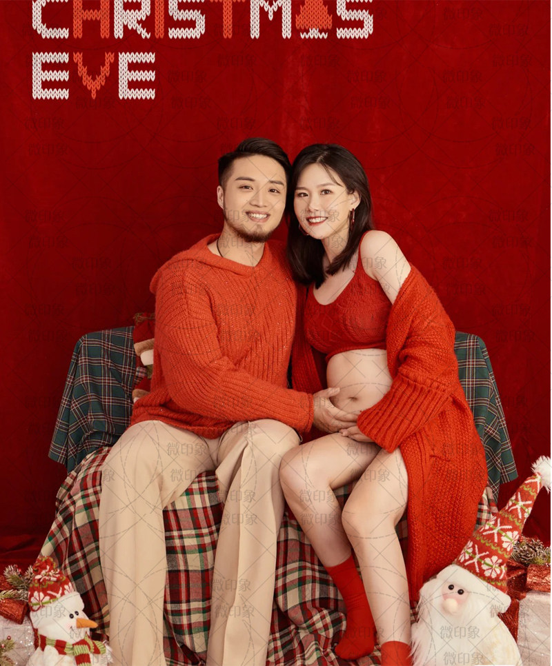 1280影楼圣诞节主题新年艺术照孕妇妈咪拍摄夫妻情侣写真主题服装