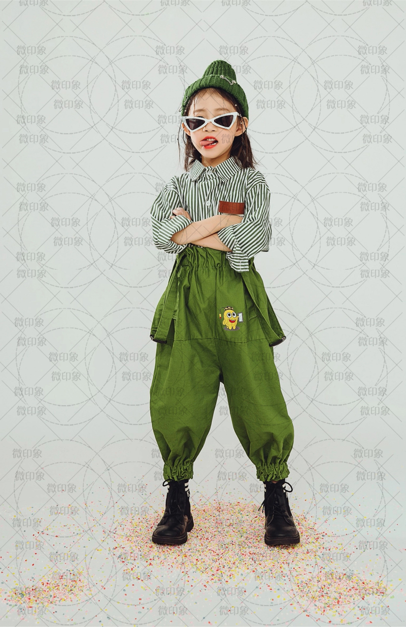 1201时尚小清新款潮童艺术照影楼女孩模卡走秀儿童演出服