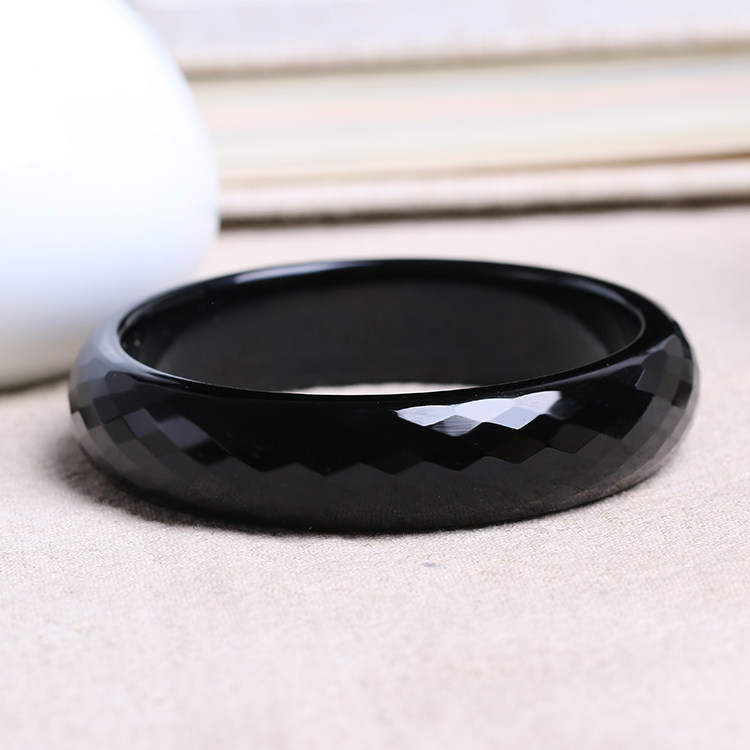 琉璃特价包邮黑色水晶手镯大气女款加宽加厚手镯