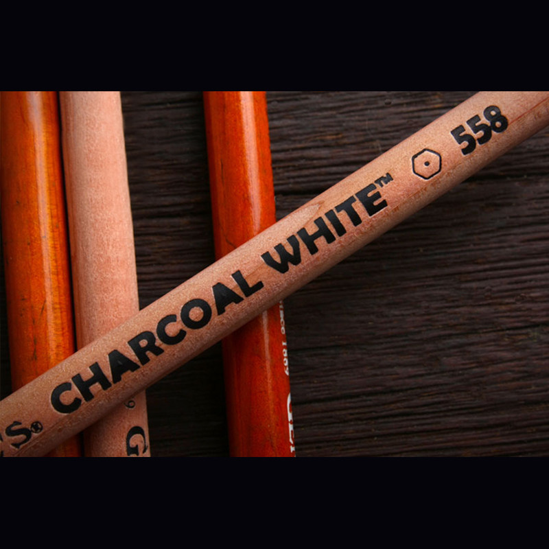炭精美国进口general将军charcoal原木单支白色铅笔