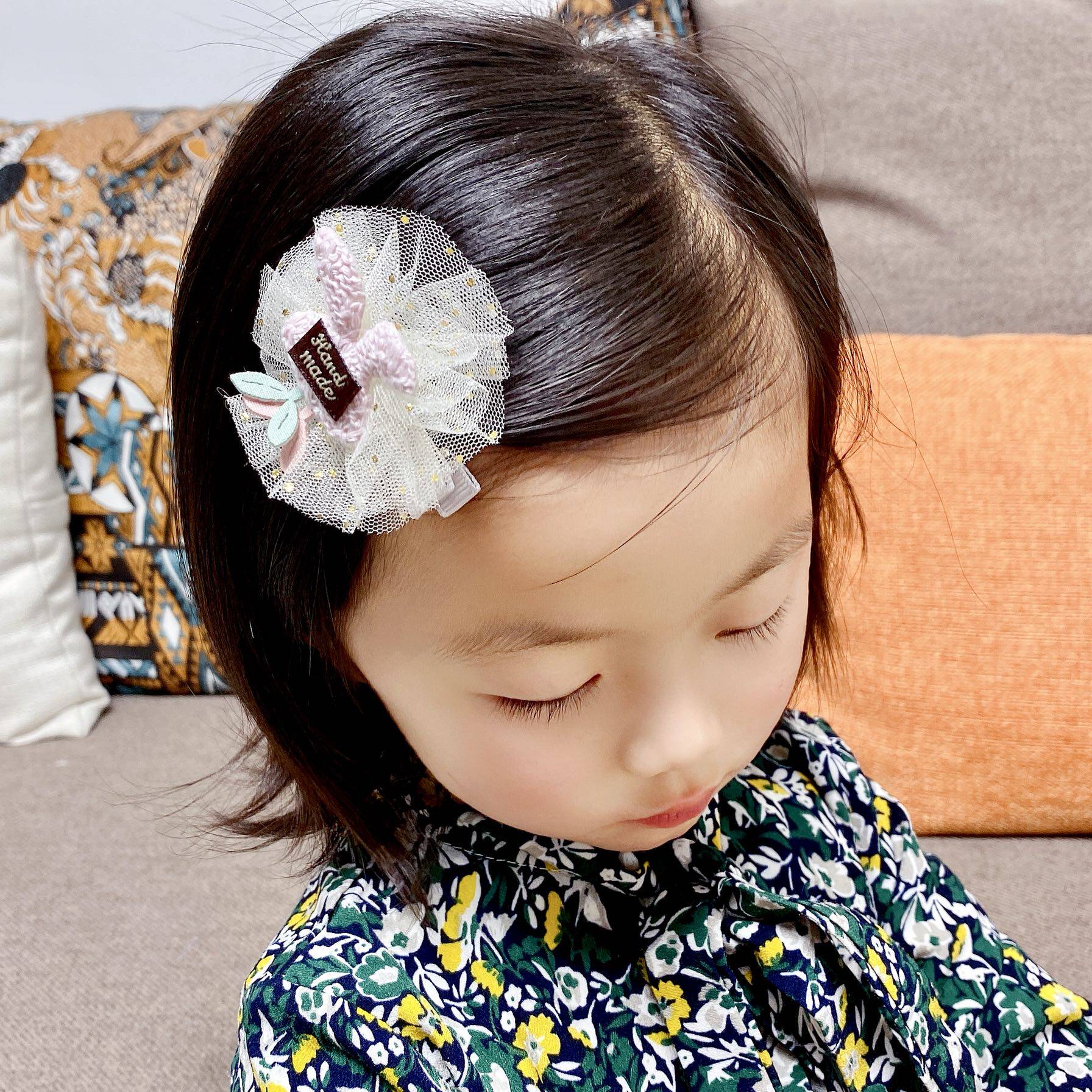 儿童发饰夹子韩国公主宝宝可爱纱盘刘海发夹发饰
