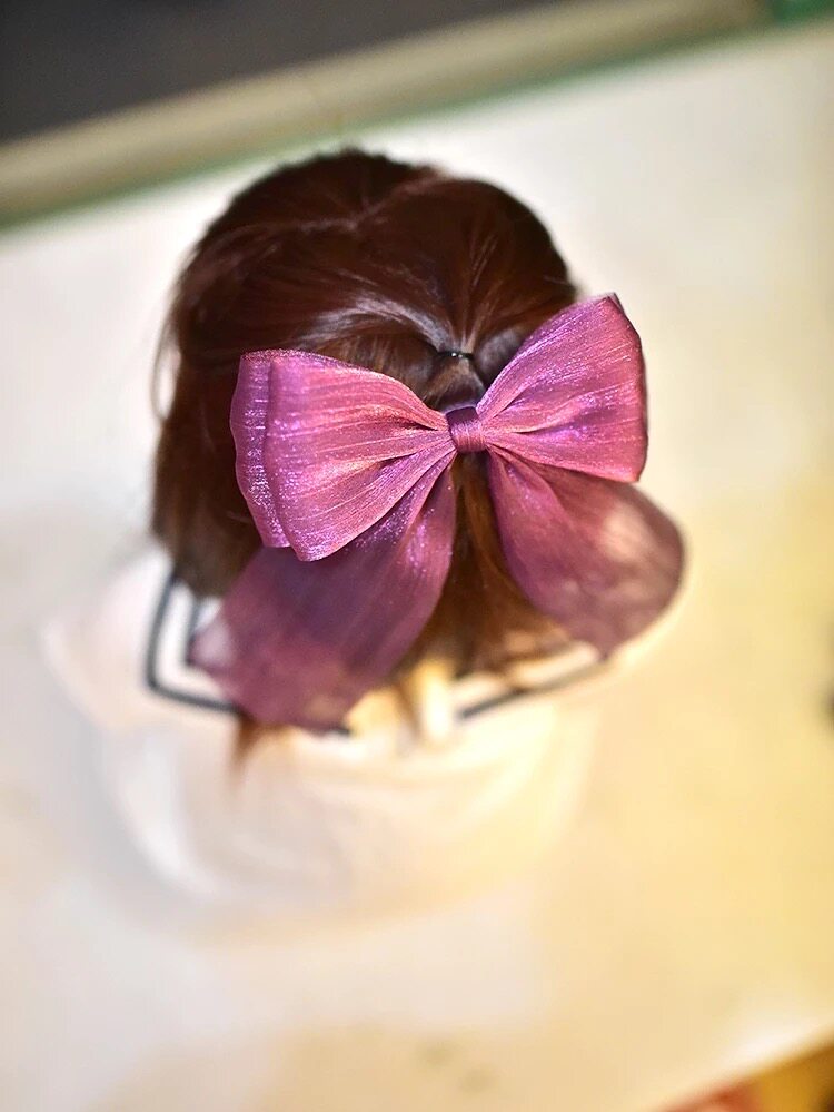 韩国儿童发饰品女孩发夹超仙纱大蝴蝶结飘带女童发卡公主刘海边夹