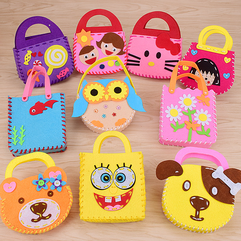 壹昊 布艺包包幼儿园宝宝手工课材料包儿童手提包美劳diy创意粘贴