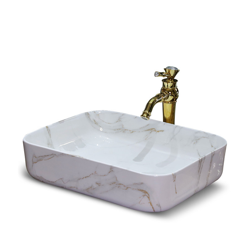 陶瓷艺术盆台上盆方形洗脸盆欧式卫生间洗手盆中小户型大理石台盆