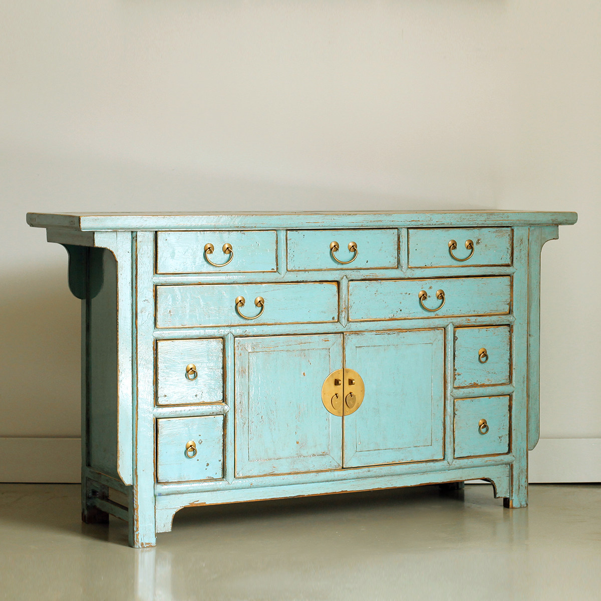 古朴彩漆仿古多功能明清做旧大理石装饰实木玄关家具门厅