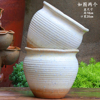 ເຮັດດ້ວຍມື succulent ເກົ່າ pile ສີມ່ວງ sandpot flowerpot ceramic ແຜ່ນຂະຫນາດໃຫຍ່ splashed ink ສີຂຽວພືດທີ່ມີເສັ້ນຜ່າກາງຂະຫນາດໃຫຍ່ຫຍາບ pottery pot pots