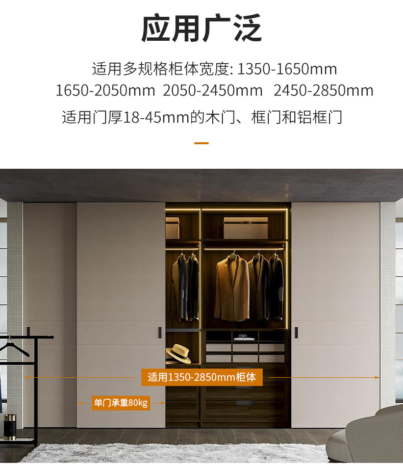 手动巴士轨道衣柜平趟门共面电视柜阻尼滑轨隐形移门路轨