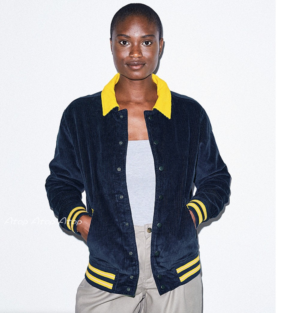 特价americanapparel秋冬新款加棉条绒灯芯绒复古拼色短外套