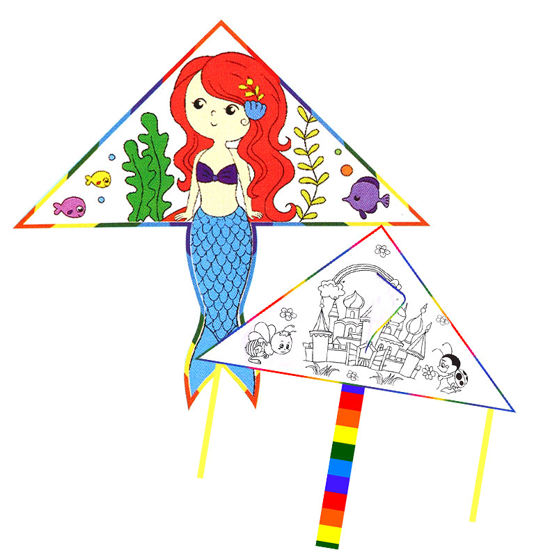 涂色绘画diy风筝12米大号教学制作材料幼儿园风筝