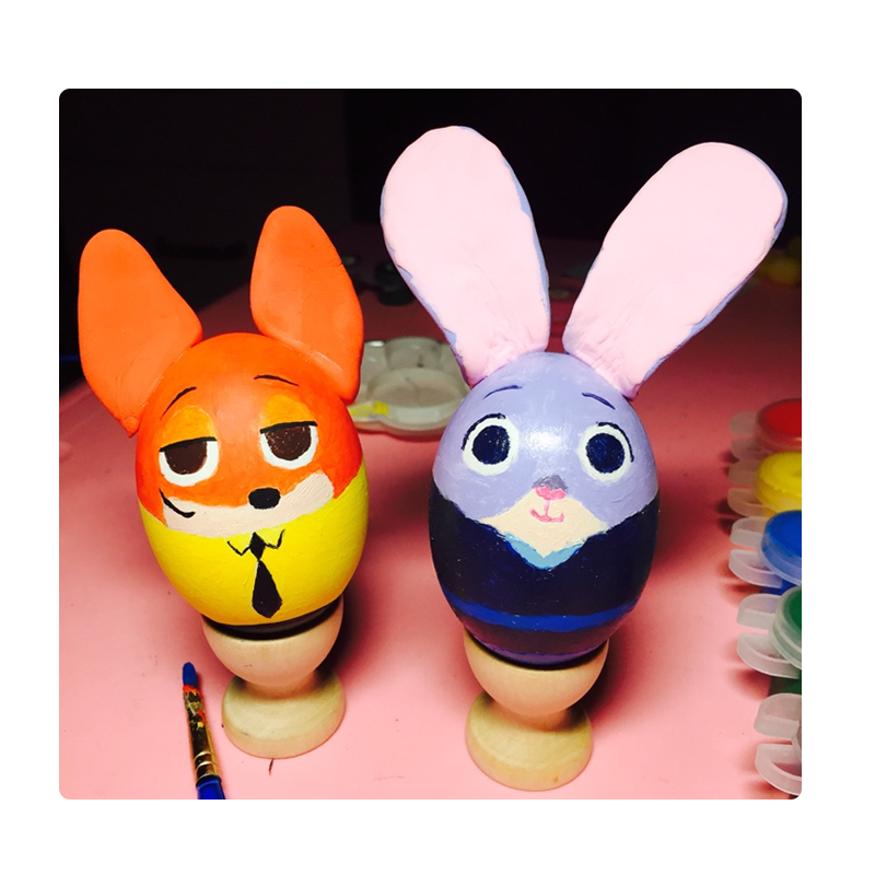 复活节彩蛋儿童diy手工彩绘鸡蛋蛋壳玩具幼儿园白模填色