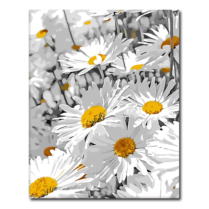 diy数字油彩画 消磨时间的手工水彩画菊花自绘填色画挂画数字油画