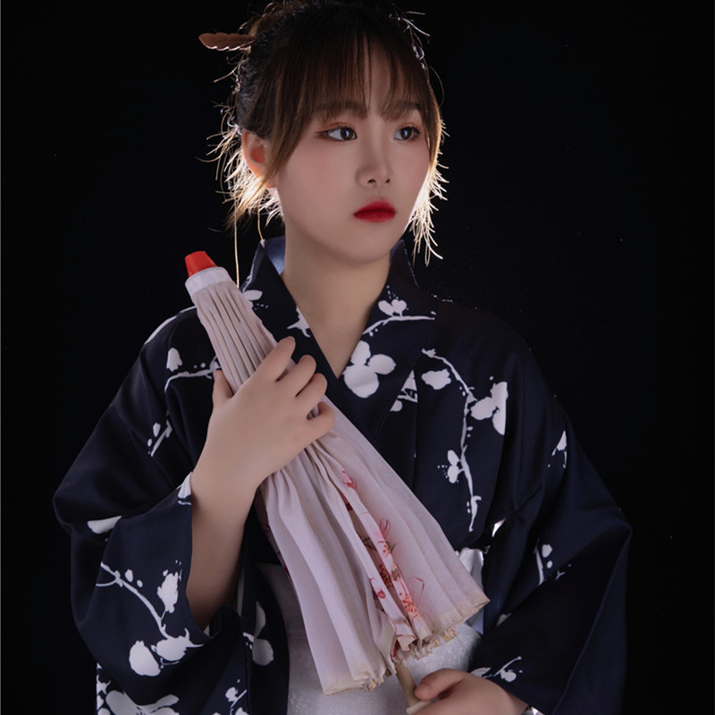 和服写真新款日式神明少女改良高雅黑色连衣裙民族服装