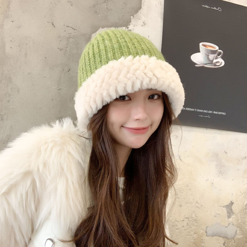 毛绒毛绒绒绒帽子女秋冬保暖针织渔夫地主西瓜帽子
