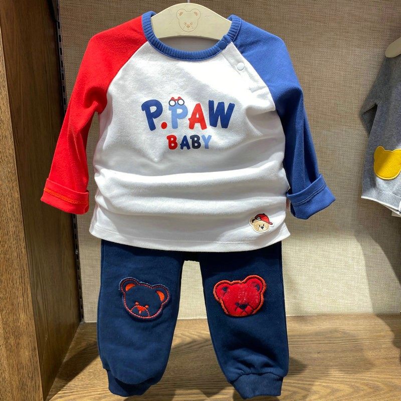 冬款小熊童装kidsinpawbeer男童加绒卫衣t恤