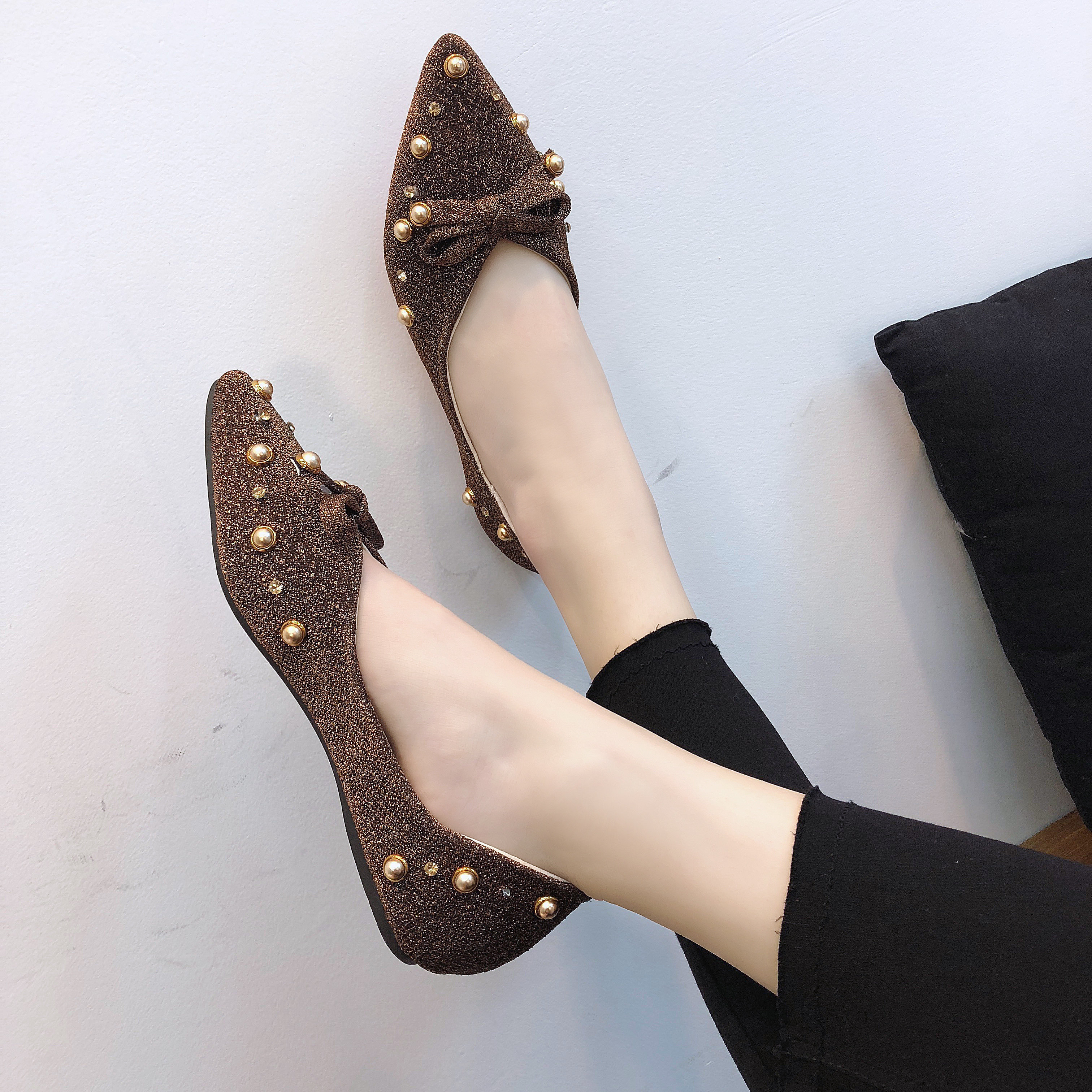 尖头平底鞋女韩版百搭2018春季新款单鞋浅口学生女鞋瓢鞋春款鞋子