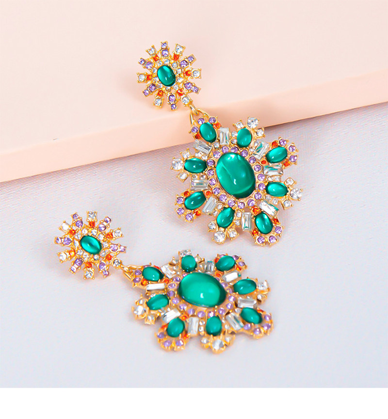 清新百搭花型耳坠合金镶嵌宝石水钻水滴耳饰耳环