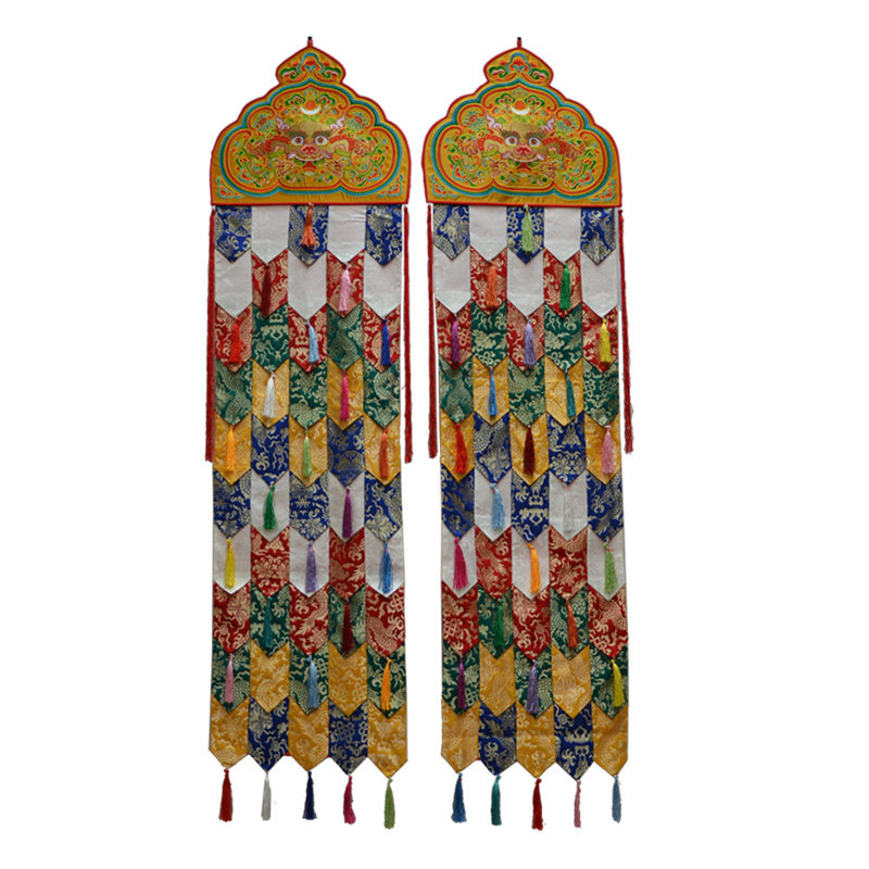 藏传佛教用品佛堂寺院布置15米龙纹五色佛宝幡挂幢佛教工艺品