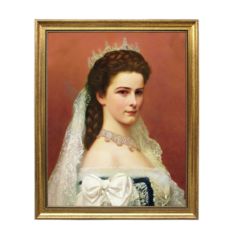 油画宫廷欧式人物茜茜公主画像装饰画客厅玄关墙面油画
