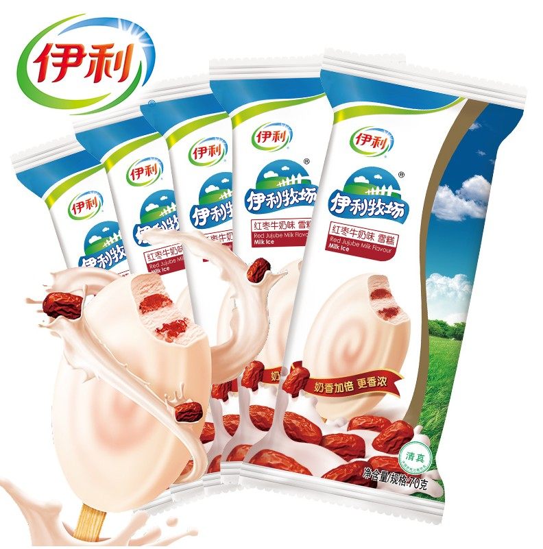 伊利红枣牛奶牧场5支整箱网红雪糕冰棍冰激凌冰淇淋冷饮70g*5支