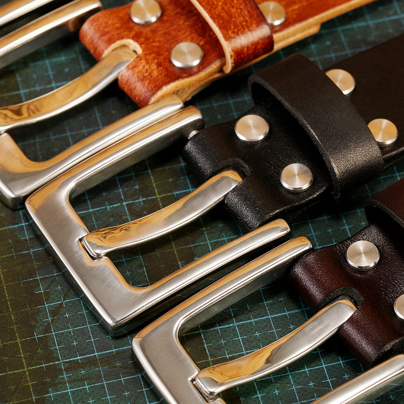 扣头男士不锈不锈钢钢针牛皮透染皮带针扣休闲腰带