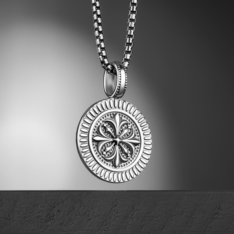 项链海盗船银饰十字男士嘻哈潮牌百搭挂件饰品项链