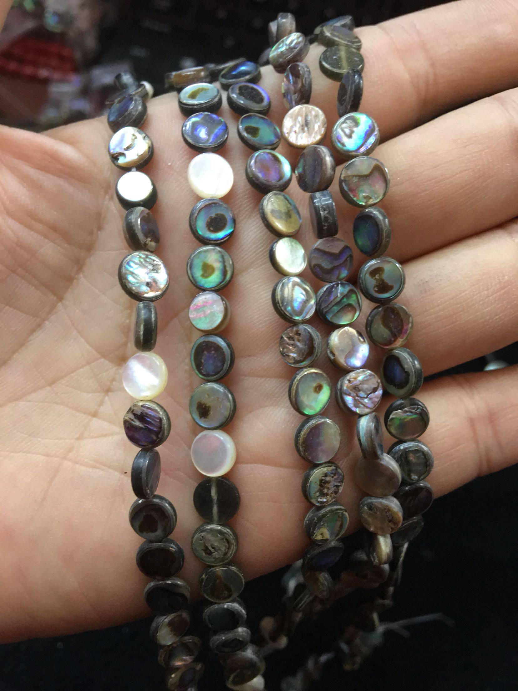 天然鲍鱼贝壳珠散6mm条珠60颗一条耳钉耳环其他diy饰品配件