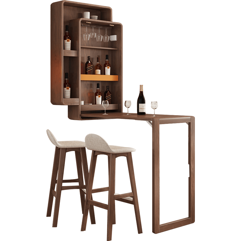 折叠阳台吧台家庭开放式厨房酒柜一体简约伸缩吧台