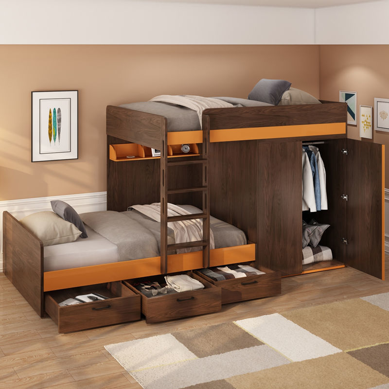 北欧两层床交错式上下床户型高低母床高低