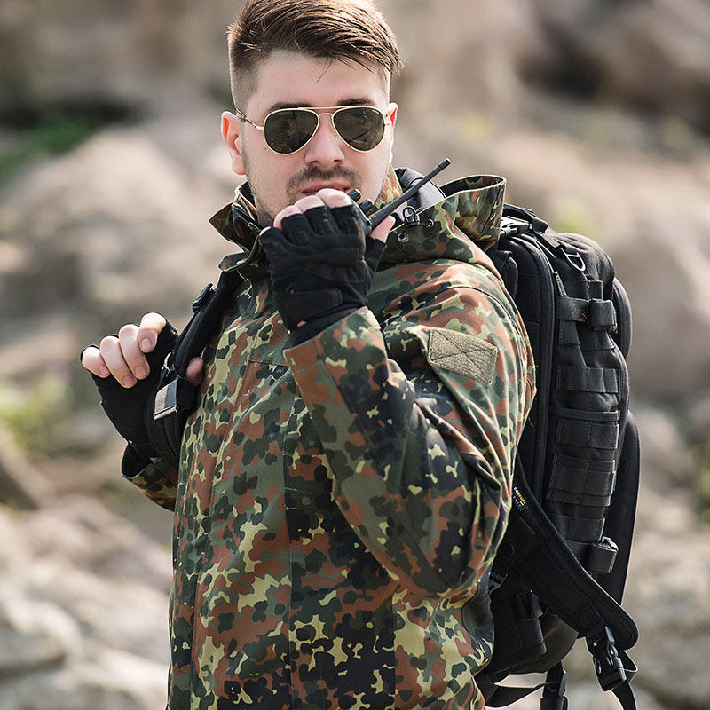 德斑迷彩parka风衣外套战术冲锋户外德军野战风衣