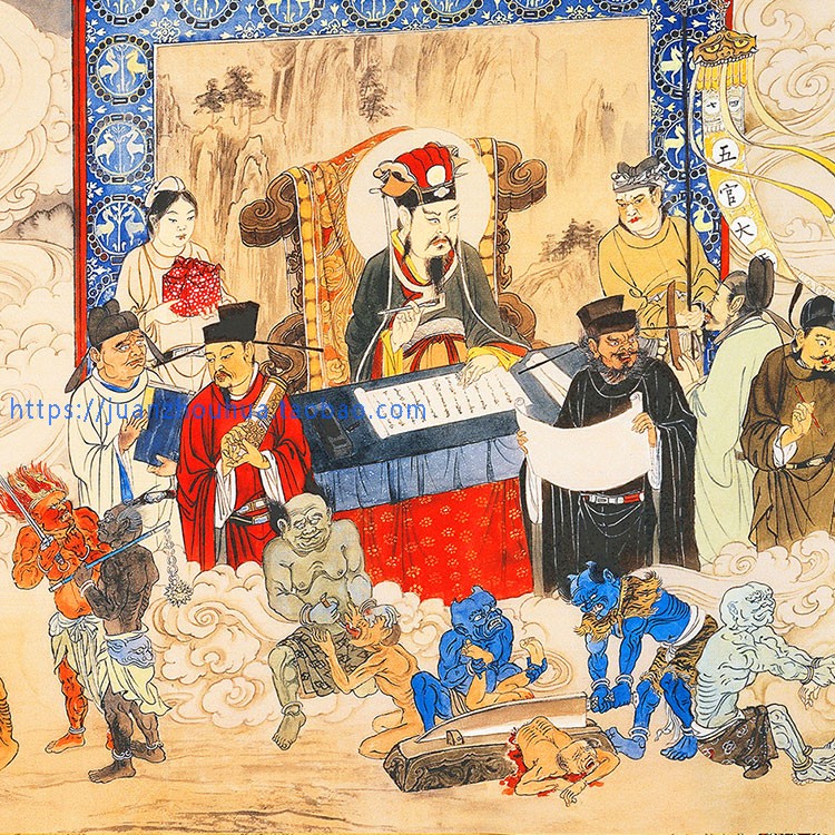 十殿阎罗王画像 地府阎王挂画 道场法会水陆画丝绸卷轴画定制订做