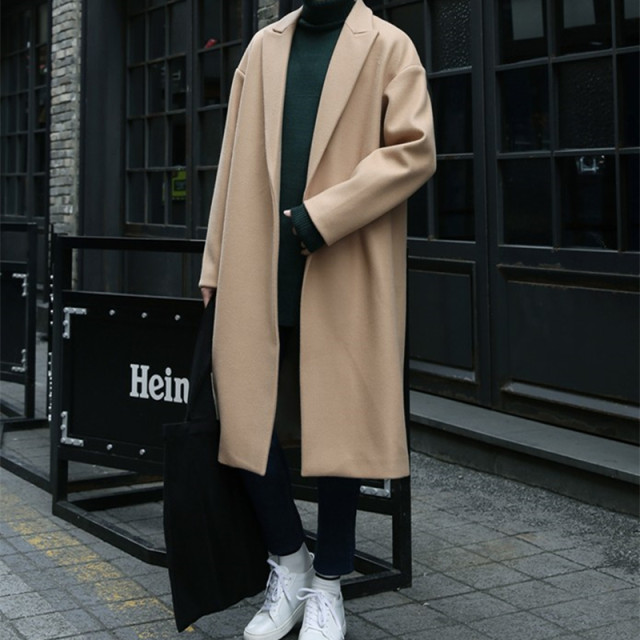 Autumn and winter woolen coat men's long section, knee loose camel, windbreaker male Korean version of the trend cashmere thick woolen coat Autumn and winter woolen coat men's long section, knee loose camel, windbreaker male Korean version of the trend cashmere thick woolen coat