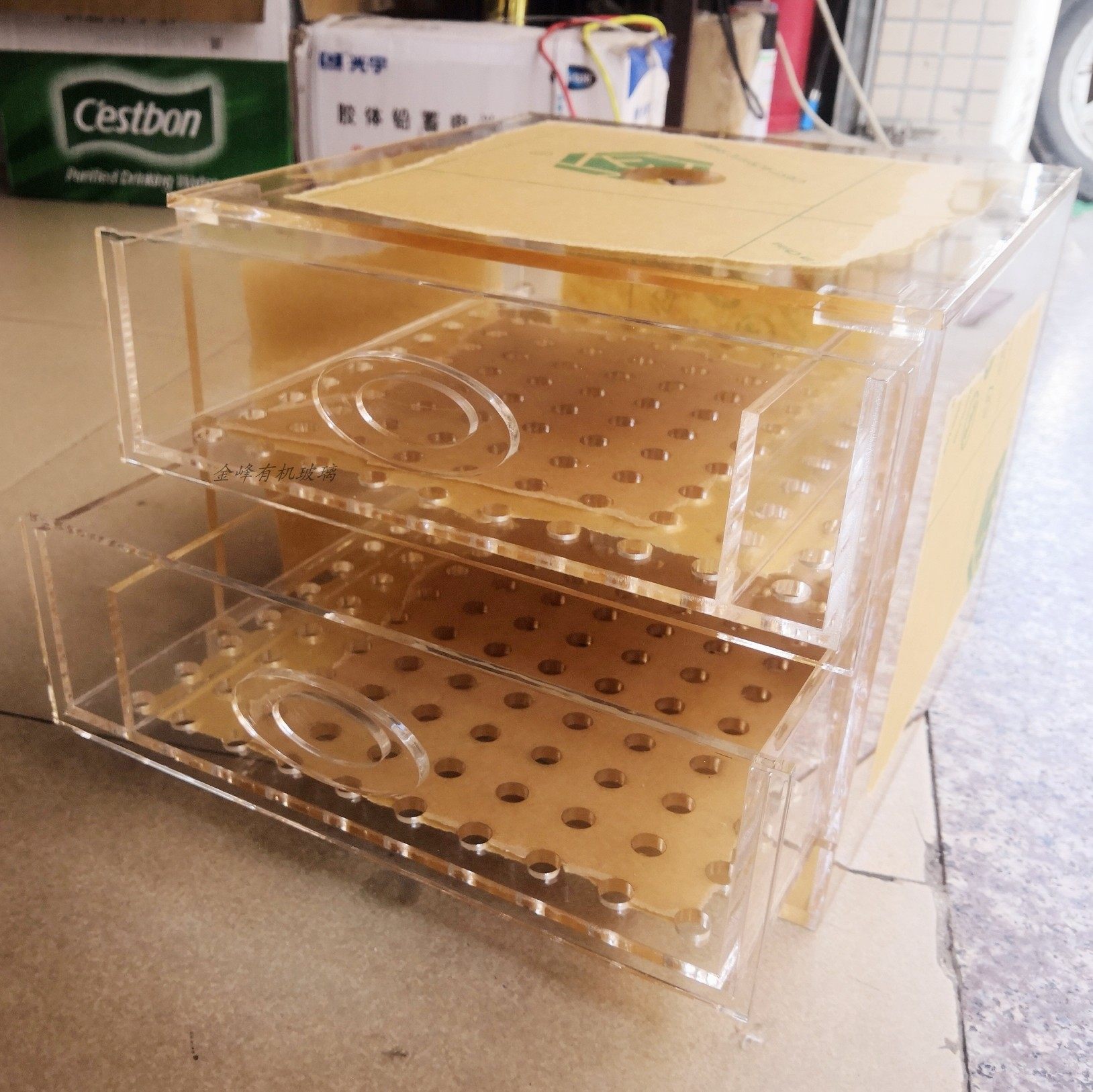 鱼缸干湿分离器亚克力抽屉式底滤缸过滤盒槽滴流亚克力板