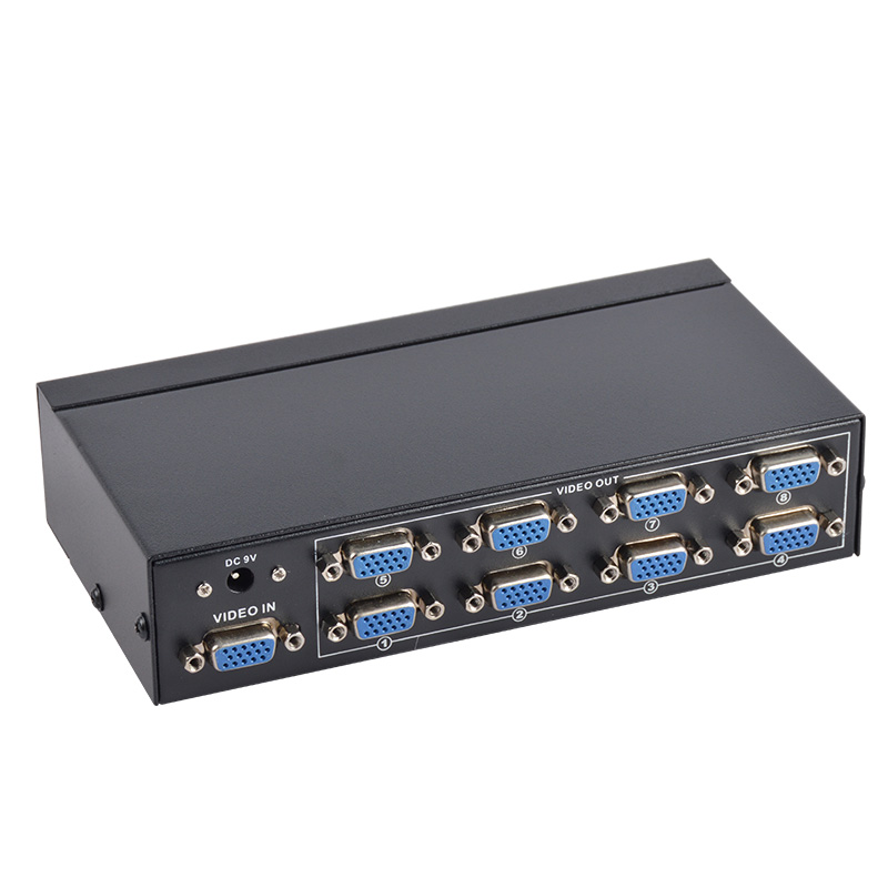vga分配器1分8高清视频分屏器一分八主机电脑监控显示器投影仪1进8出