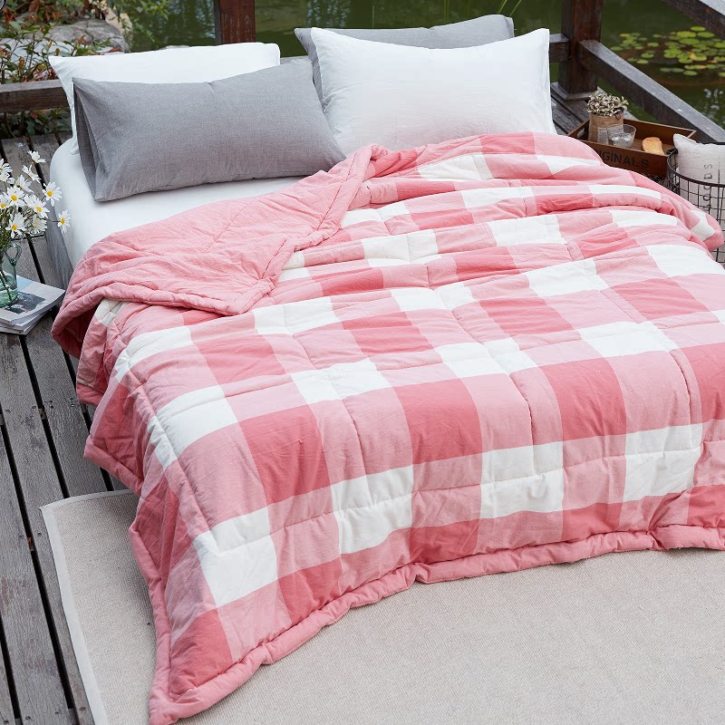 良品格子水洗棉被子秋冬季加厚保暖冬被纯棉日式全棉单双人被芯