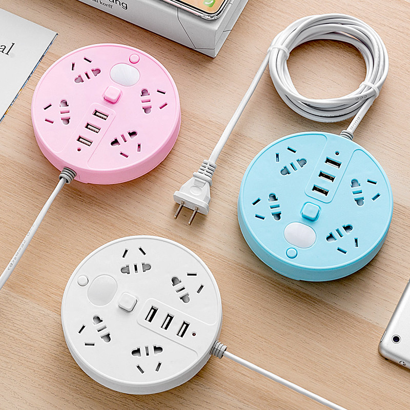 两脚插座带线相插排二角双头usb插头插线孔插线接线板