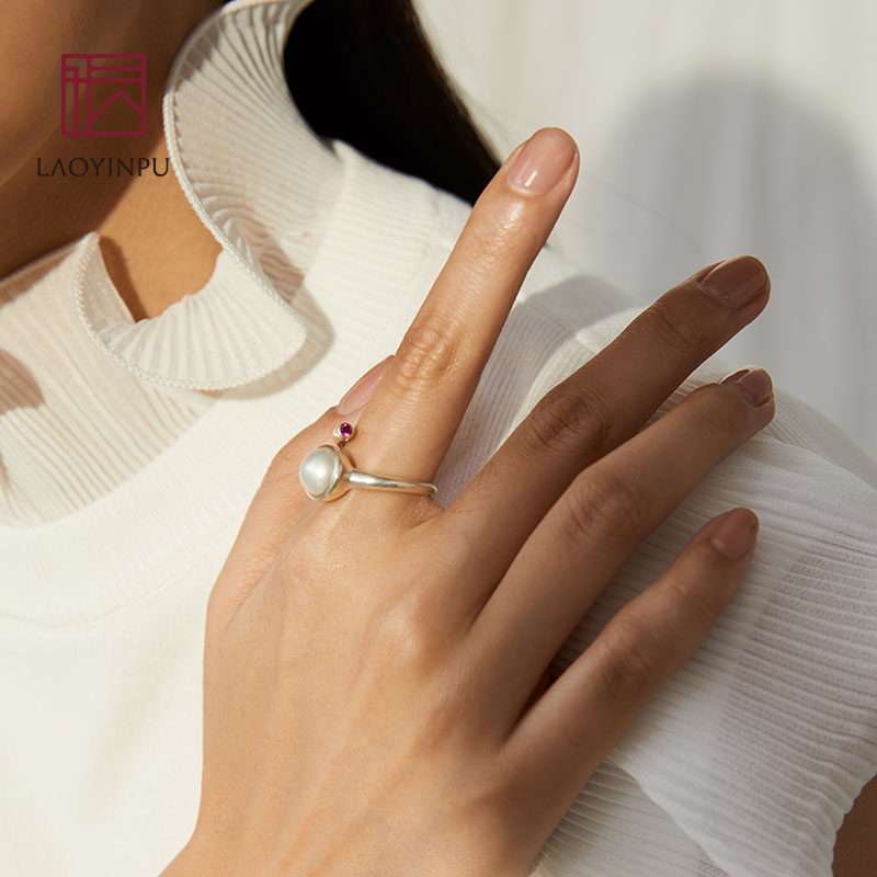 珍珠戒指纯银时尚个性小众设计ins食指单戒戒指