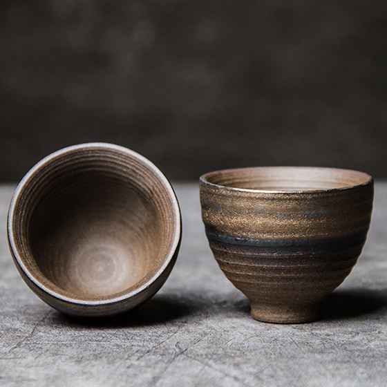 手工粗陶茶杯日式仿古品茗陶瓷柴烧功夫功夫茶茶杯