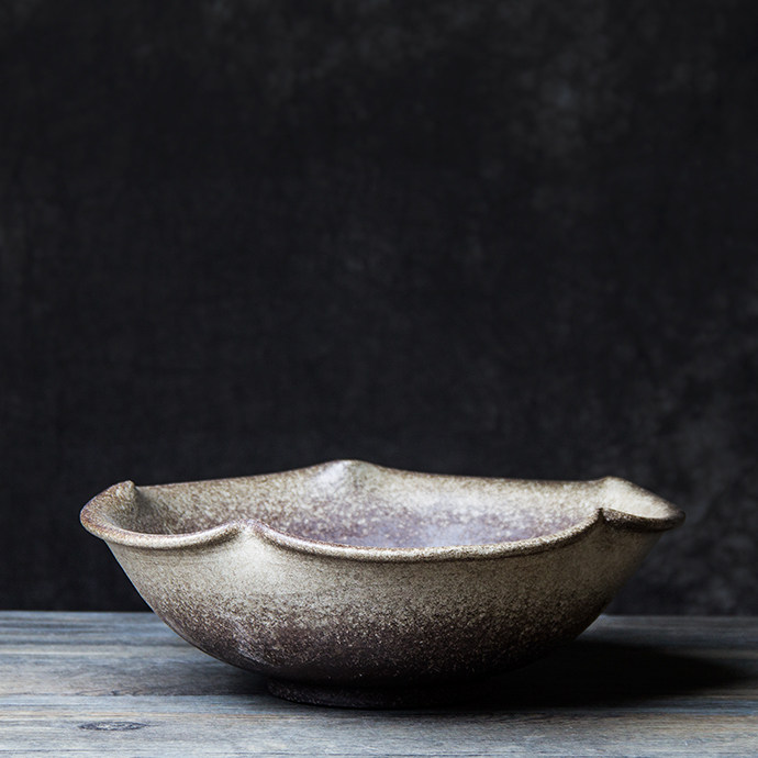 日式粗陶茶洗手工绘大号复古陶瓷茶渣斗水盂茶具茶道零配杯洗建水