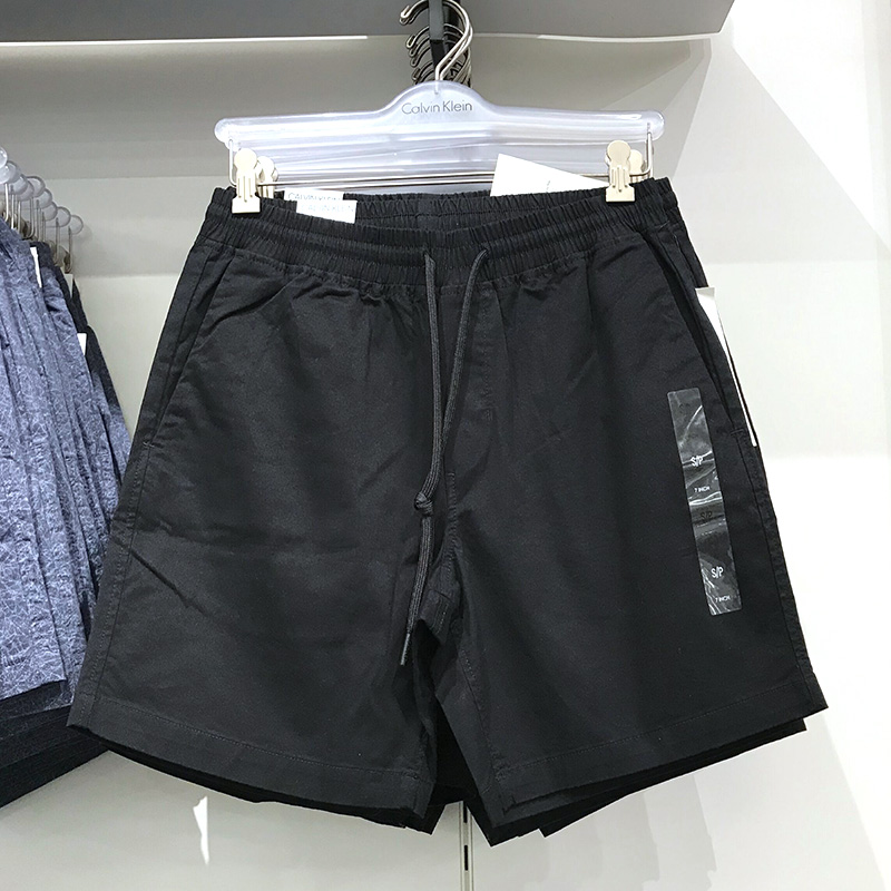 Calvin Klein/CK 代购男式修身纯色系带夏季凉快家居休闲短裤