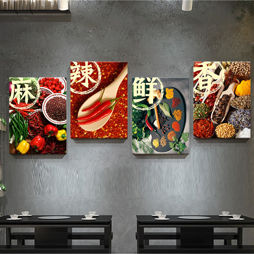 饭店餐馆现代装饰画火锅店羊牛鱼鸡鸭肉餐厅挂画现代装饰画