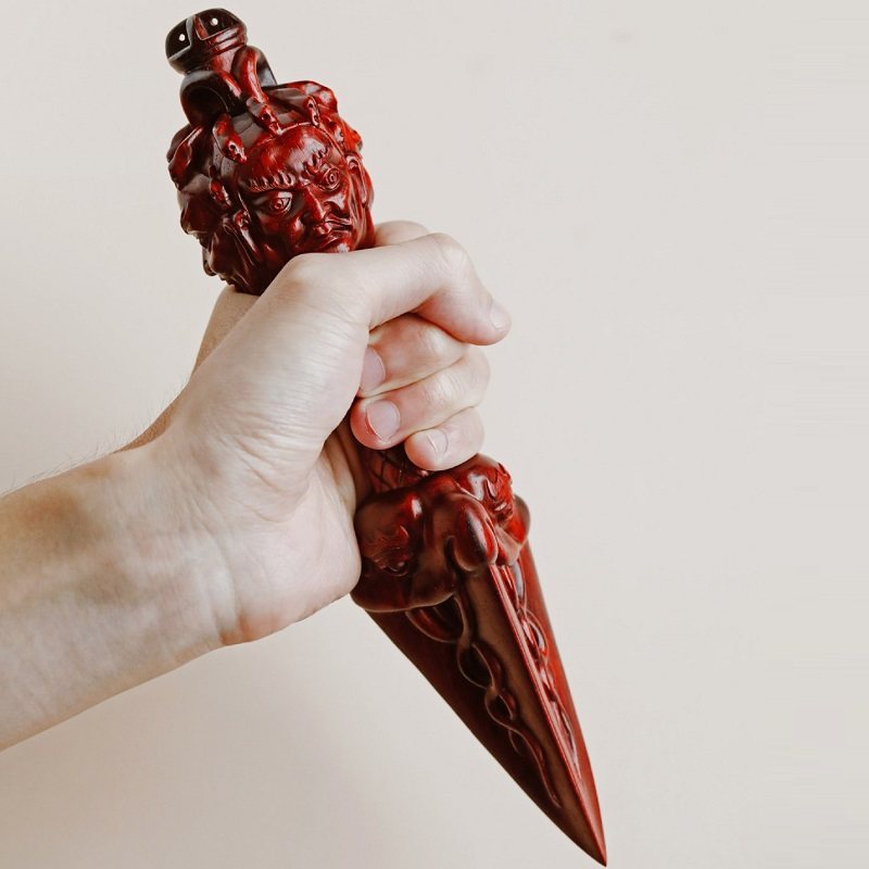 金刚印度小叶紫檀橛降魔杵精品手工红木木雕佛珠