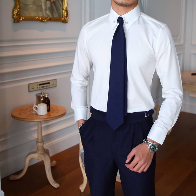 Deer Mr. Spring British Slim Slim Sleeve Shirt Youth Solid Color Business Leisure Quick Needle Shirt Men's Tide Deer Mr. Spring British Slim Slim Sleeve Shirt Youth Solid Color Business Leisure Quick Needle Shirt Men's Tide