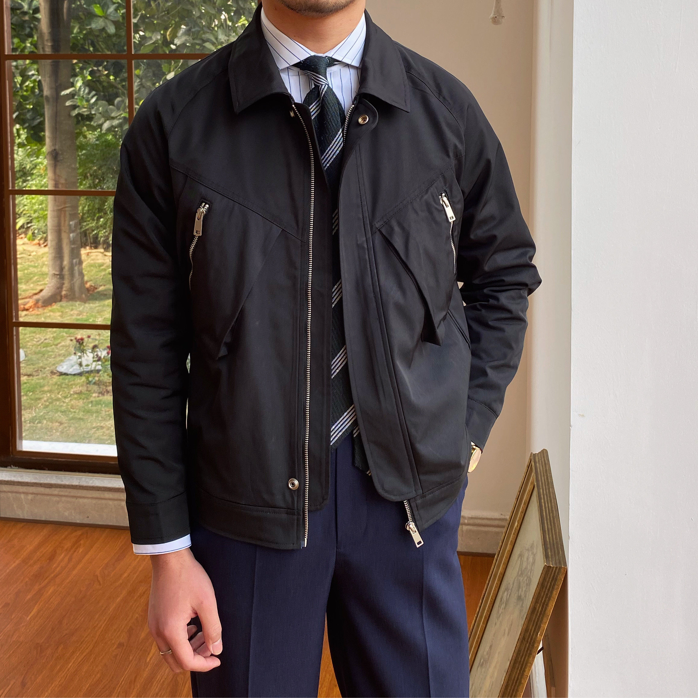 三先生春季新款翻领飞行员夹克休闲薄款男士外套夹克