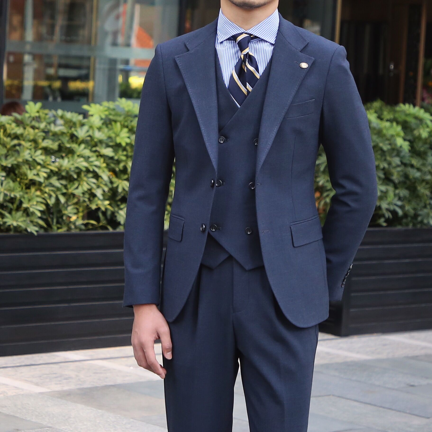 三先生韩版男士修身绅士西服套装英伦商务休闲西服套装