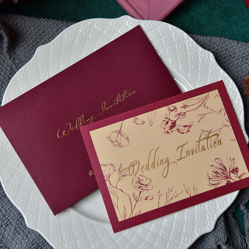 蜜糖新款红色中式请柬中国国风喜帖创意请帖请柬