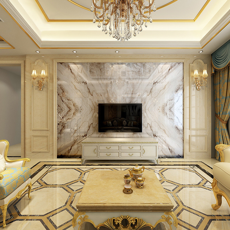 欧式电视背景墙瓷砖3d大理石客厅微晶晶石现代简约瓷砖背景墙