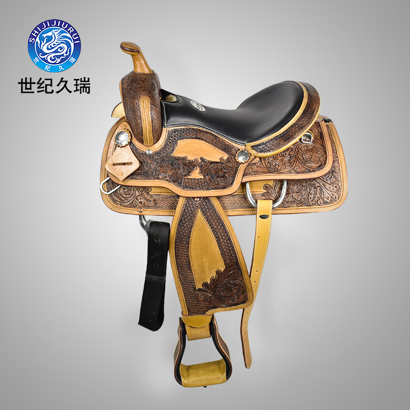 世纪久瑞西部鞍马鞍马术用品牛皮雕骑马装备全套马具西部鞍马安皮