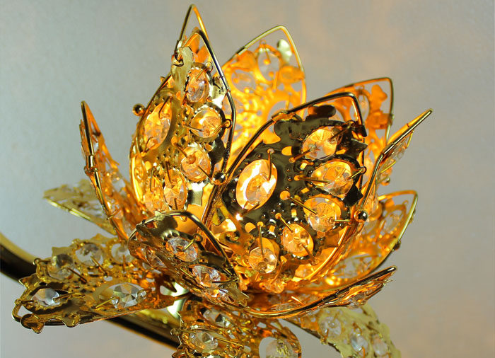 纯金金色七品水晶莲花花灯落地灯寺庙大殿供佛荷花灯