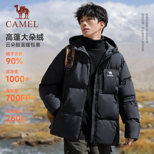 骆驼运动羽绒服冬季女防泼水连帽火山岩发热保暖外套加厚面包服男