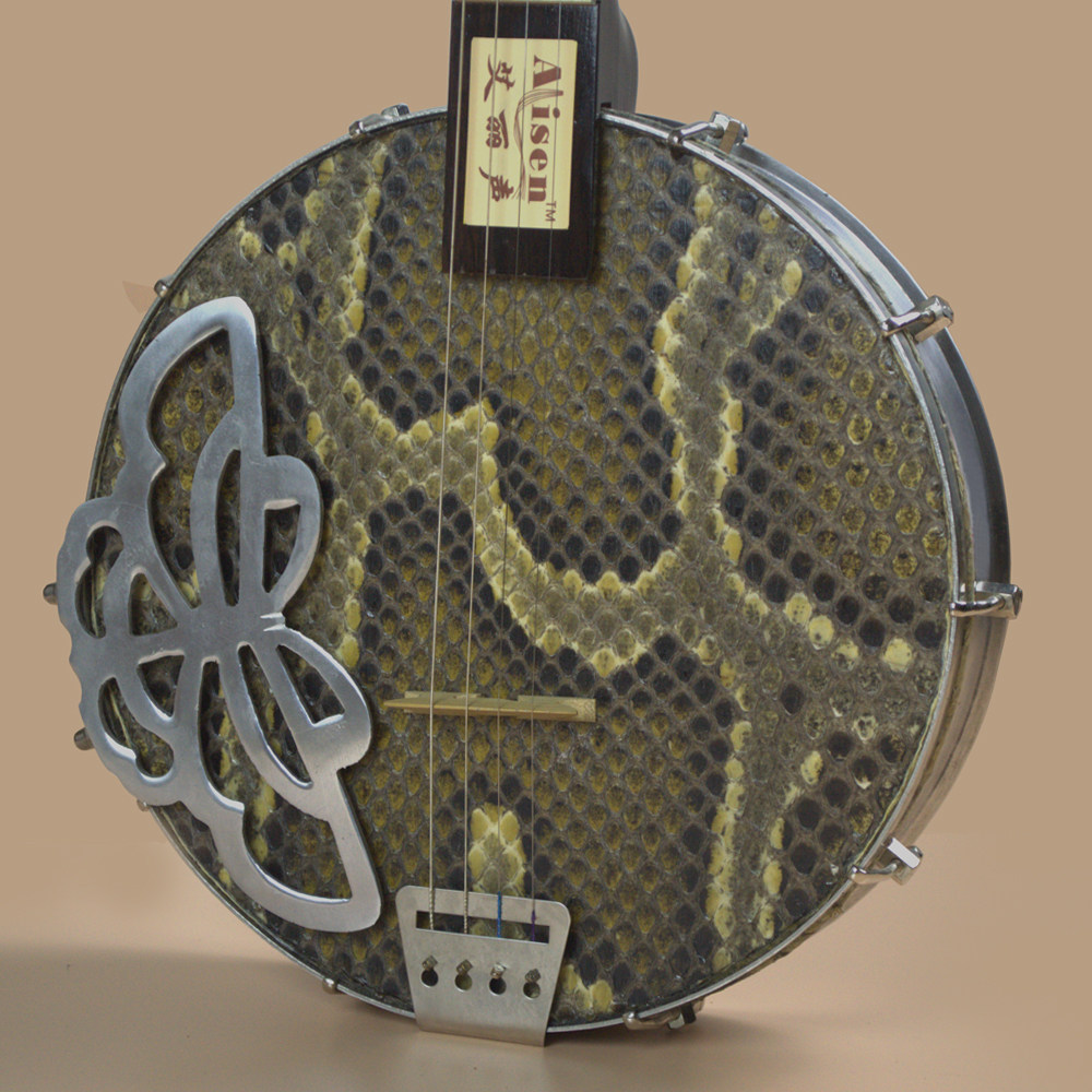 秦琴艾丽丽声蛇皮乐器圆形边助四弦蝴蝶班卓秦琴